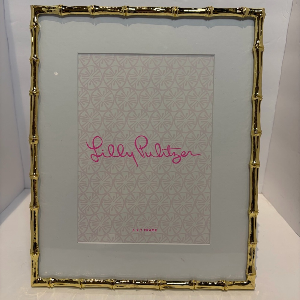 Lilly Pulitzer Gold Bamboo-Style Frame with Pink Logo Mat